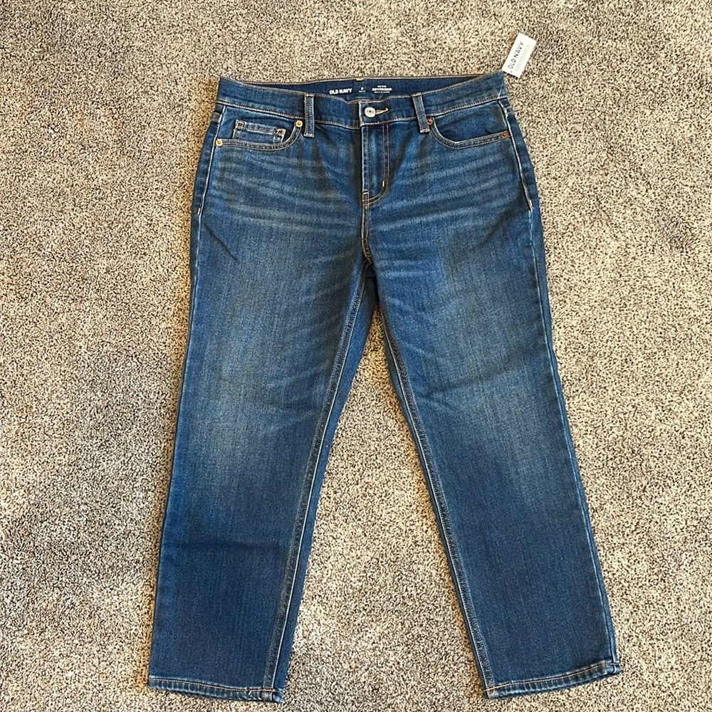 NWT Old Navy Mid Rise Boyfriend Jean 6 petite blue